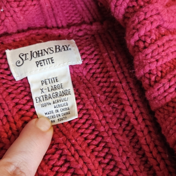 St. John's Bay | Sweater | Jacket | Petite XL | | Pink | Acrylic | Vintage | Zip - Picture 3 of 4